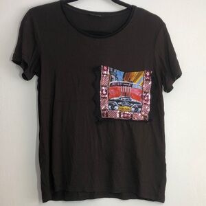 Desigual Womens Tee Short Graphic Size S Lace Sequins Artwork